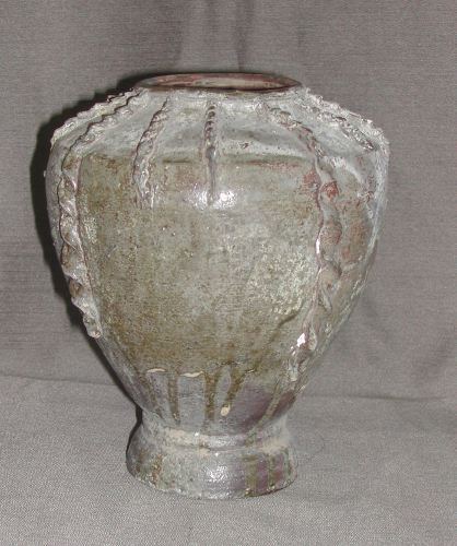 Appraisal: Chinese Provincial Partially Glazed Stoneware Pyriform Vase ca - the