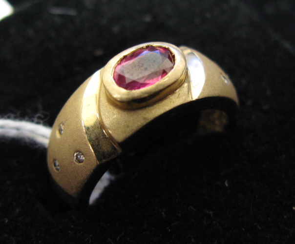 Appraisal: RUBY DIAMOND AND FOURTEEN KARAT GOLD RING set with six