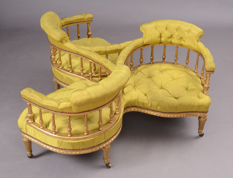 Appraisal: NAPOLEON III GILTWOOD THREE-SEAT SOCIABLE Each seat with an outscrolled