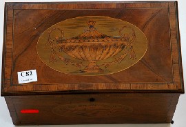 Appraisal: TH CENTURY MARQUETRY MAHOGANY FITTED BOX