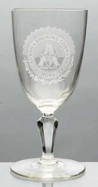 Appraisal: Aurora Brewing Co Acid-Etched Beer Glass Nice imprint in glass