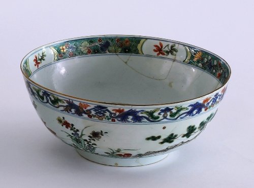 Appraisal: A Chinese famille verte punch bowl Kangxi circa decorated with