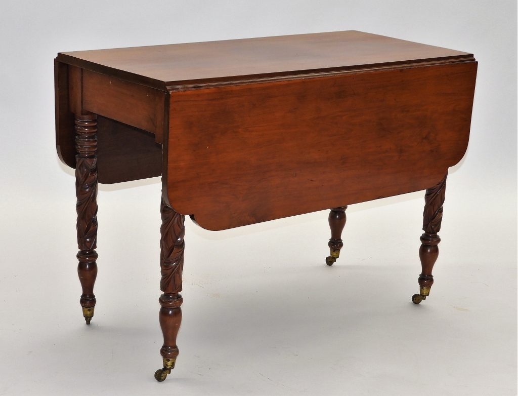 Appraisal: NEW YORK FEDERAL CHERRY DROP LEAF TABLE New York Circa