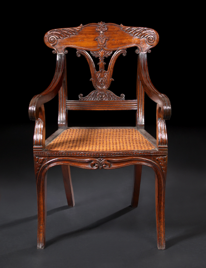 Appraisal: Good Anglo-Colonial Rosewood Armchair second quarter th century the shaped