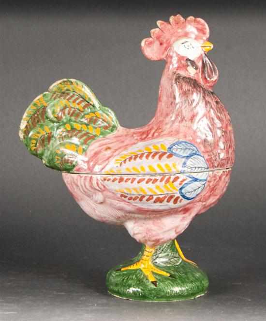 Appraisal: French faience rooster-form box in H Estimate - Rooster box