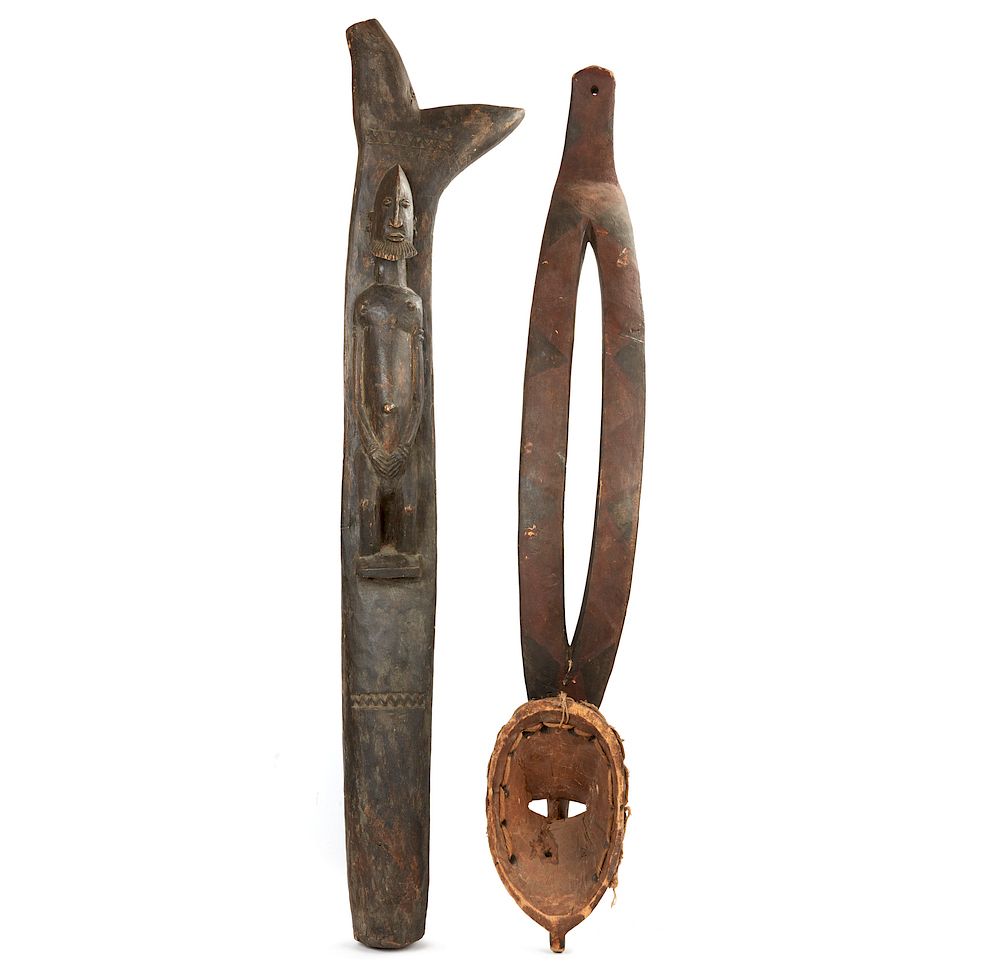 Appraisal: Dogon Wood House Post and a Mossi Mask Dogon wood