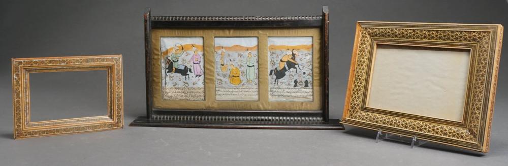 Appraisal: ARABIC ILLUMINATED MINIATURE PAINTING WITH TWO OTHER LACQUER FRAMES FORMER