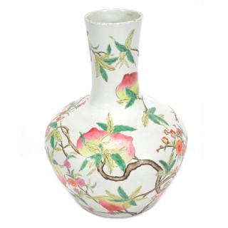 Appraisal: A Large Famille Rose Stick-Neck Vase Decorated with fruiting and