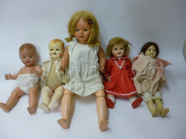 Appraisal: Five various plastic dolls mid th century to