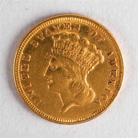 Appraisal: United States Indian Head gold three-dollar piece VF- Estimate -