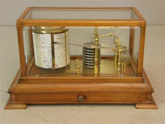 Appraisal: Early twentieth century mahogany cased brass barograph four bevelled glass