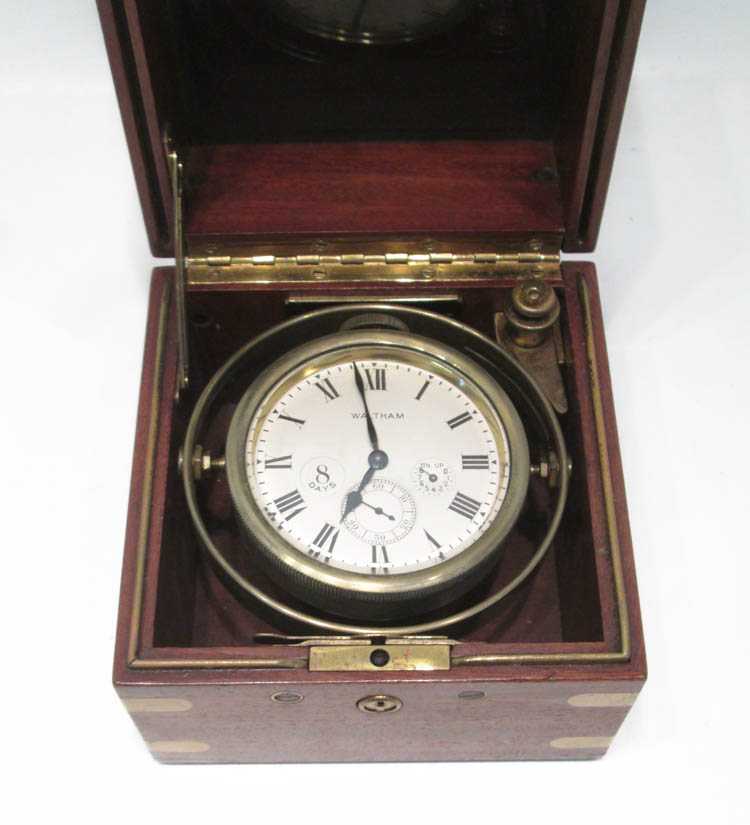 Appraisal: DOUBLE CASED MARINE CHRONOMETER Waltham Watch Co serial c an