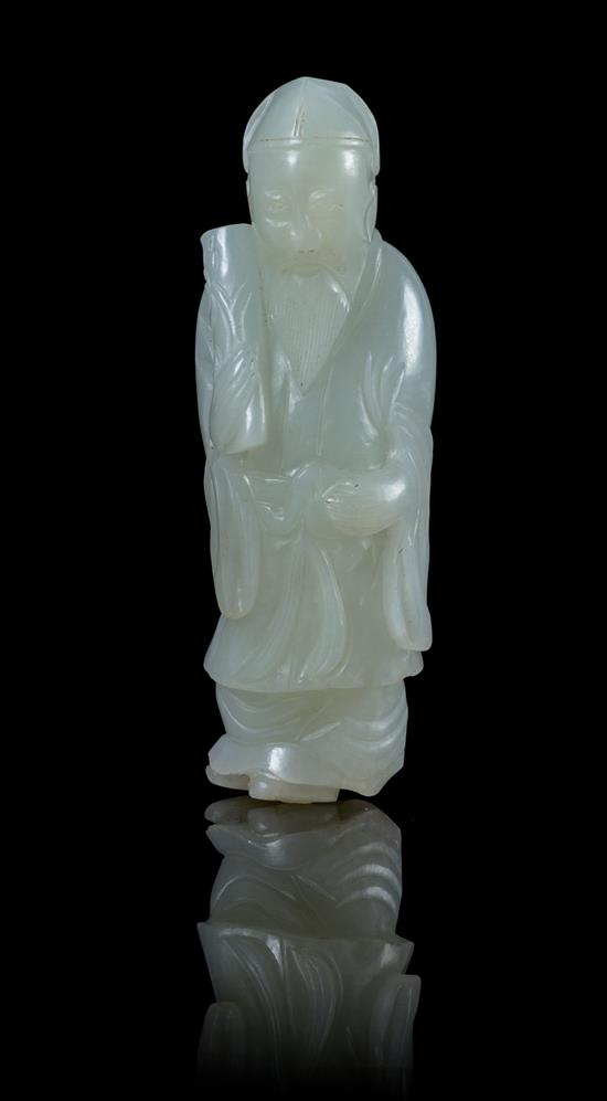 Appraisal: Sale Lot A Carved Jade Figure of a Standing Scholar