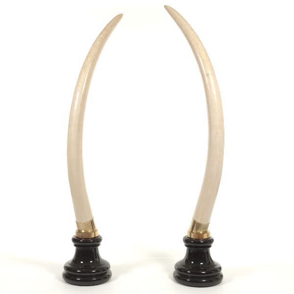 Appraisal: VALENTI VINTAGE MONUMENTAL PAIR OF FAUX ELEPHANT TUSKS SCULPTURES Pair