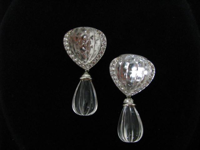 Appraisal: Pair of Platinum earrings with diamond and rock crystal clip