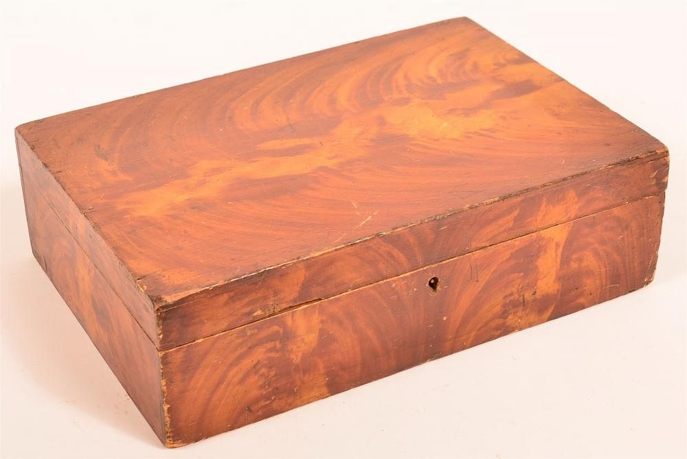 Appraisal: th Century Softwood Lock Box th Century Softwood Lock Box