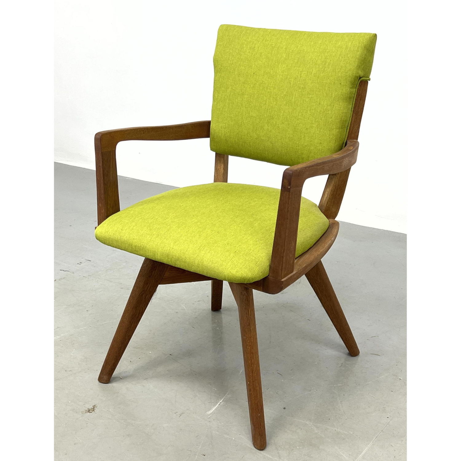 Appraisal: Modernist Swivel Open Arm Chair Lime Green Fabric Dimensions H