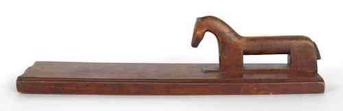 Appraisal: Continental mangle board th c with horse handle retaining a