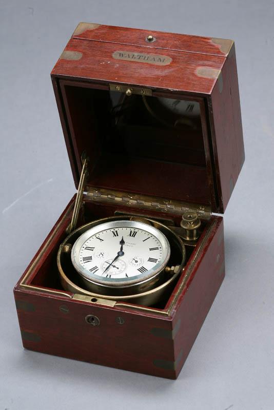 Appraisal: MARINE CHRONOMETER Waltham American early th century Enclosed in a