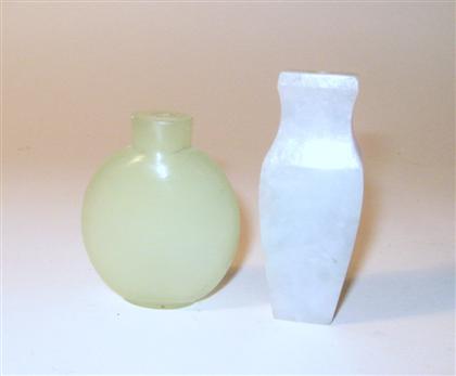 Appraisal: Chinese jade incense holder and glass snuff bottle th th