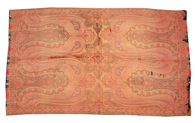 Appraisal: AN OLD KASHMIR BED COVER with peacock feather and star