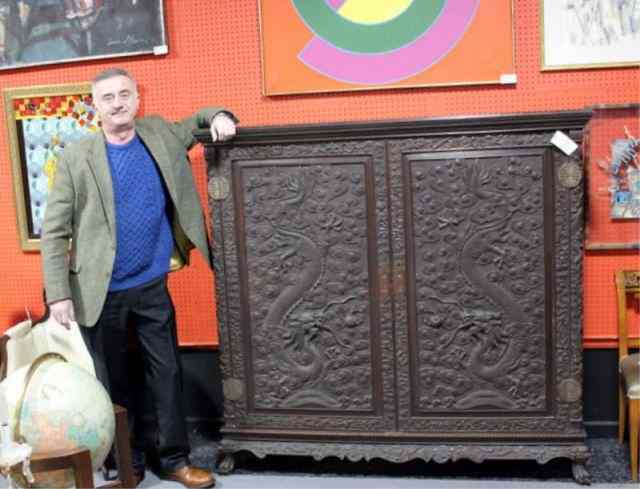 Appraisal: Heavily Carved Chinese Two Door Cabinet From a Pelham NY