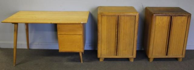 Appraisal: Midcentury Blonde Wood Lot Including Paul McCobb Includes unmarked Paul