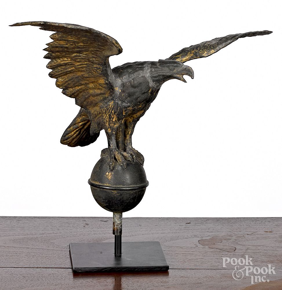 Appraisal: Copper spread winged eagle weathervane Copper spread winged eagle weathervane