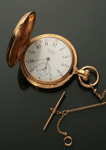 Appraisal: -Karat Yellow-Gold -Jewel Manual-Wind Hunting Case Pocket Watch H R