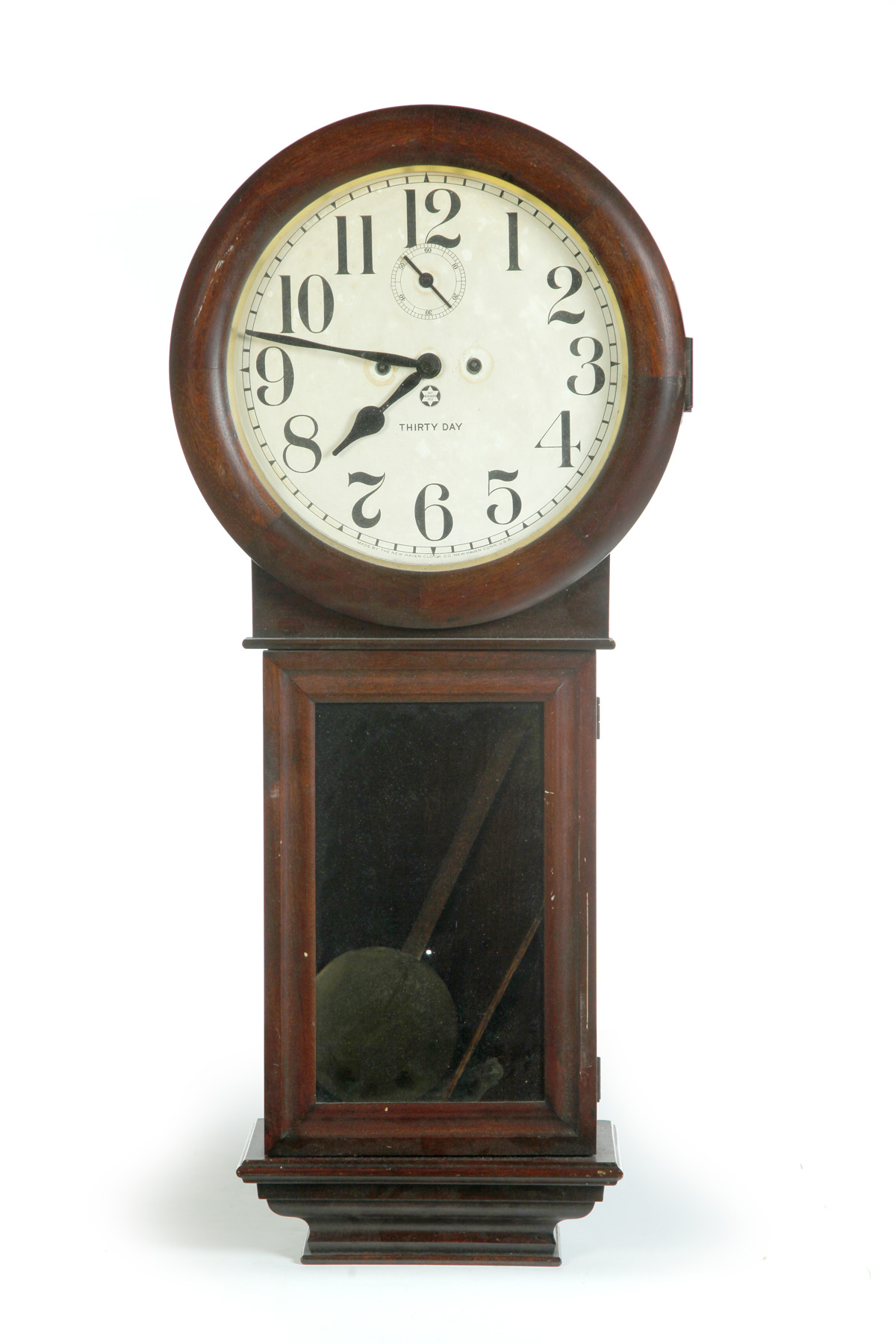 Appraisal: NEW HAVEN WALL CLOCK WITH -DAY MOVEMENT AND CHIMES American