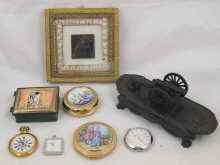 Appraisal: A mixed lot being three watches a cast bronze desk