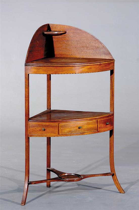 Appraisal: Georgian mahogany corner washstand first quarter th century quarter circular