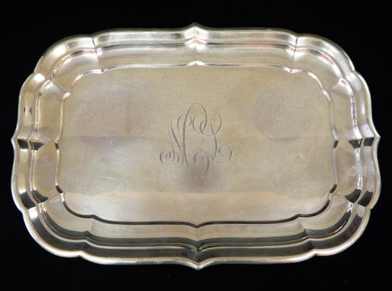 Appraisal: STERLING Chippendale style tray by Reed Barton oblong with raised