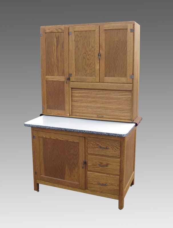 Appraisal: VINTAGE OAK HOOSIER TYPE CABINET Complete with upper doors over