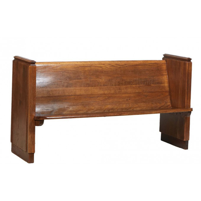 Appraisal: Carved Oak Church Pew th c with stepped arms H