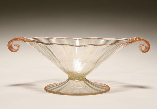 Appraisal: Salviati Murano glass compote bowl delicate footed tazza with aventurine