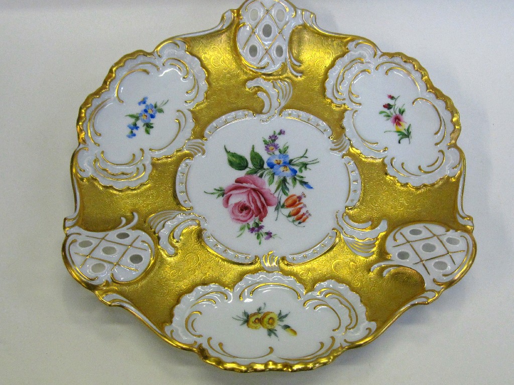 Appraisal: Dresden large cabinet plate with floral and gilt decoration and