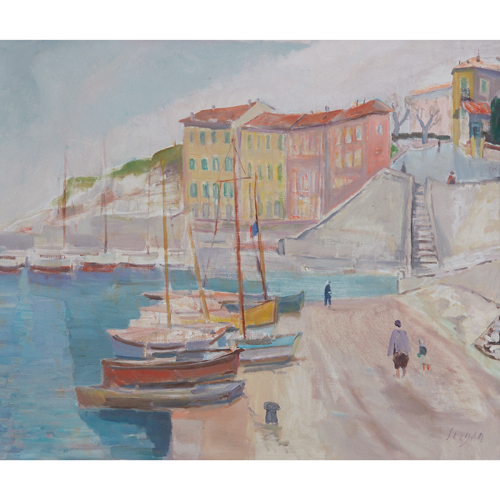 Appraisal: Frederick B Serger - oil-on-canvas Mediterranean port scene framed Signed