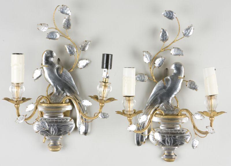 Appraisal: Pair of Bagues Style Wall Sconces of molded glass and