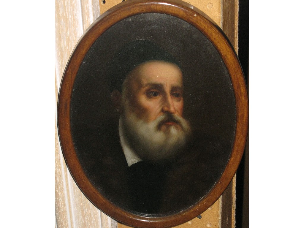 Appraisal: Oval overpainted print of a clergyman