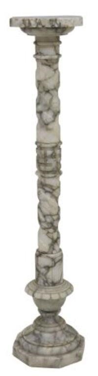 Appraisal: Italian carved alabaster column pedestal early th c square top