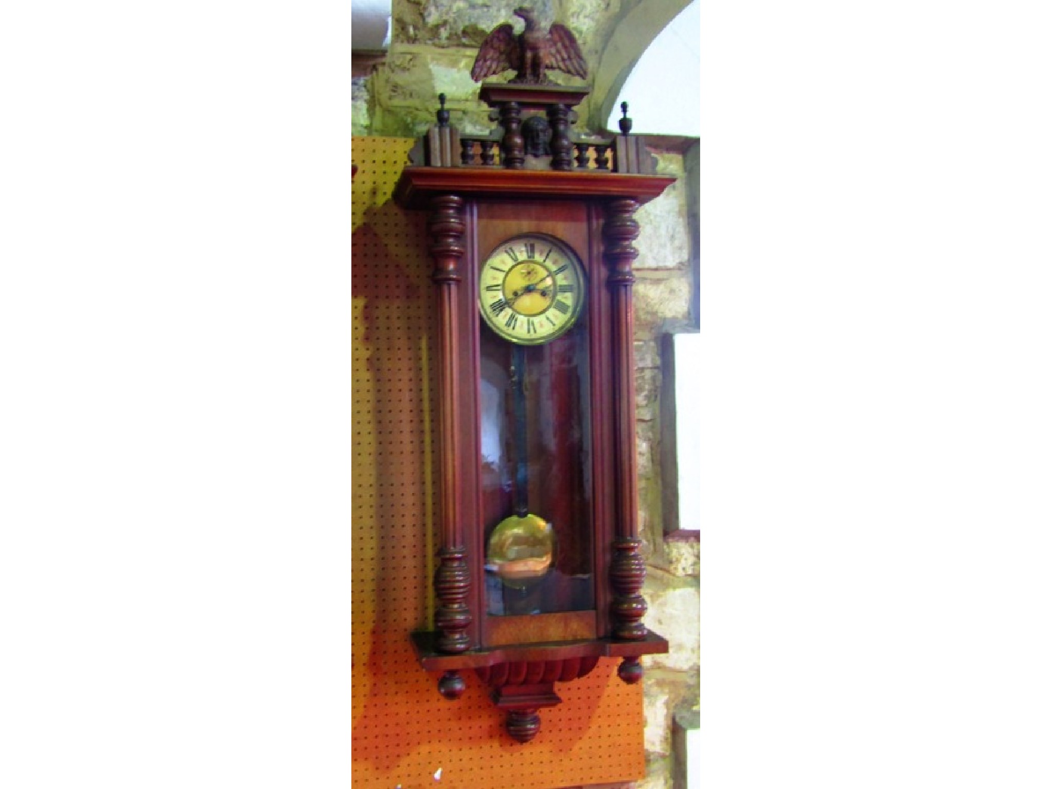 Appraisal: A th century walnut Vienna regulator wall clock the case