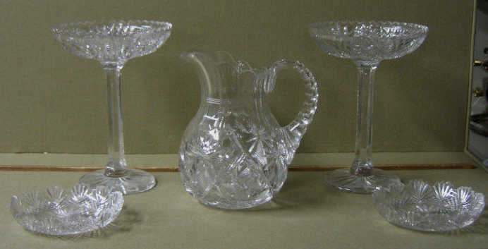 Appraisal: GROUP OF CUT GLASS ARTICLES Pair of tall compotes h