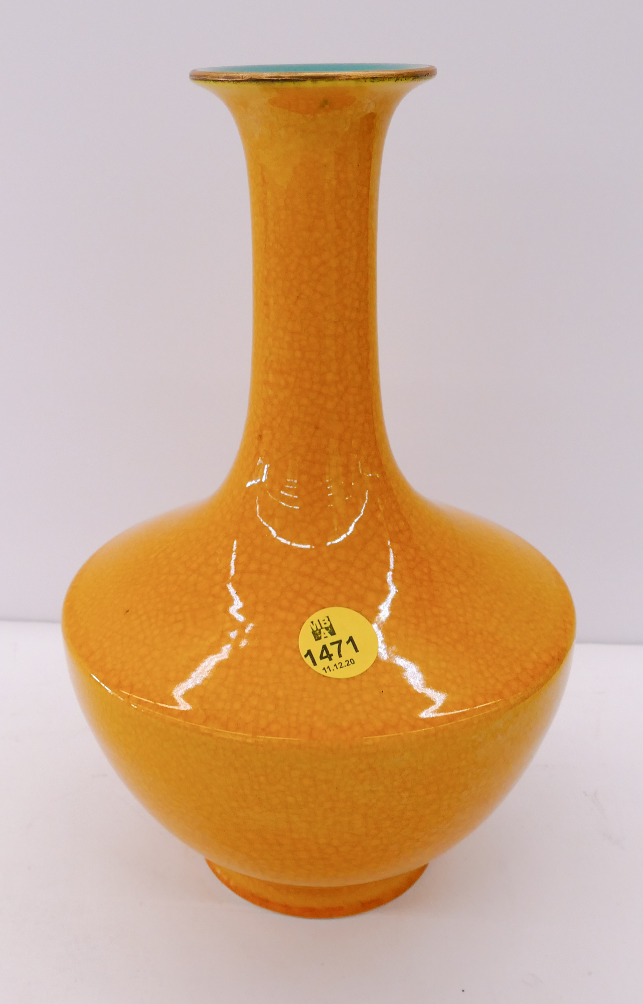 Appraisal: Chinese Yellow Glaze Porcelain Vase - ''