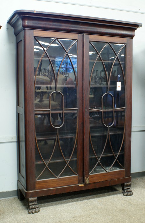 Appraisal: Mahogany American Federal door bookcase each door with a Gothic