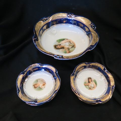 Appraisal: Beehive Porcelain Portrait Berry Set medallions of classical women master