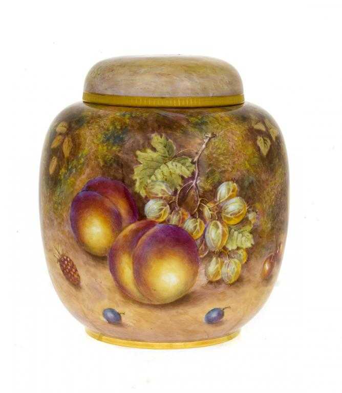 Appraisal: A ROYAL WORCESTER GINGER JAR AND COVER painted by Freeman