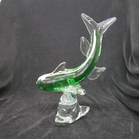 Appraisal: Italian Art Glass Figurine of a Fish green to clear