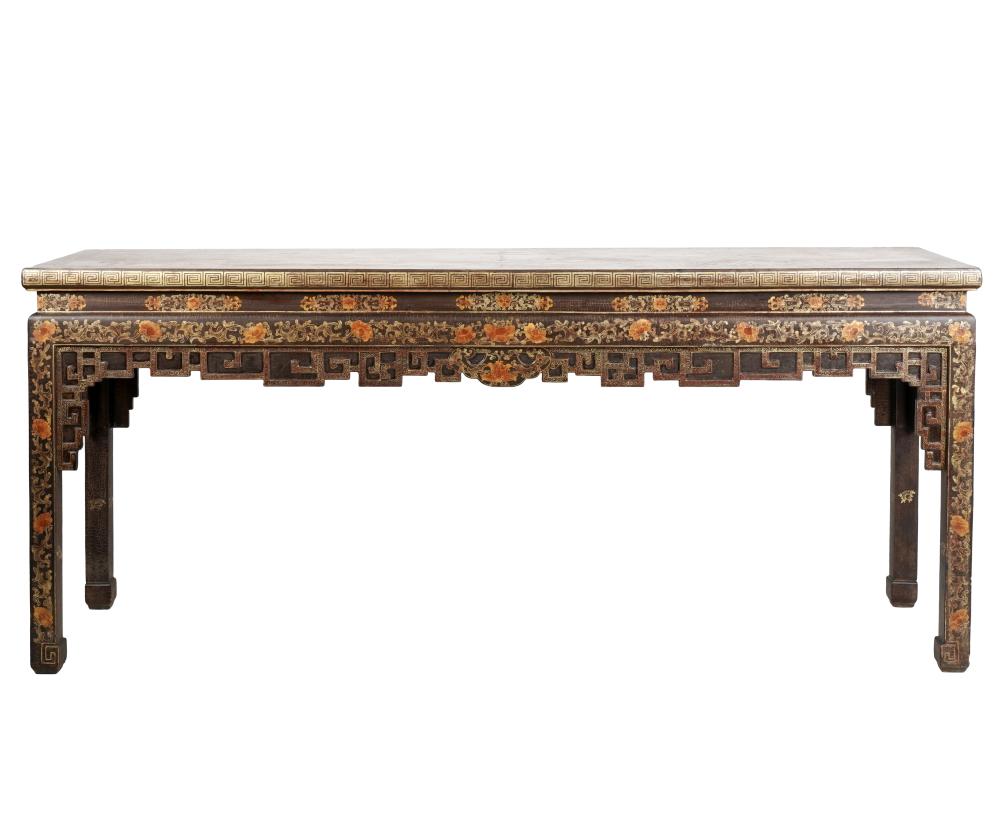 Appraisal: ASIAN-STYLE LACQUERED GILTWOOD ALTAR TABLE th century inches wide inches