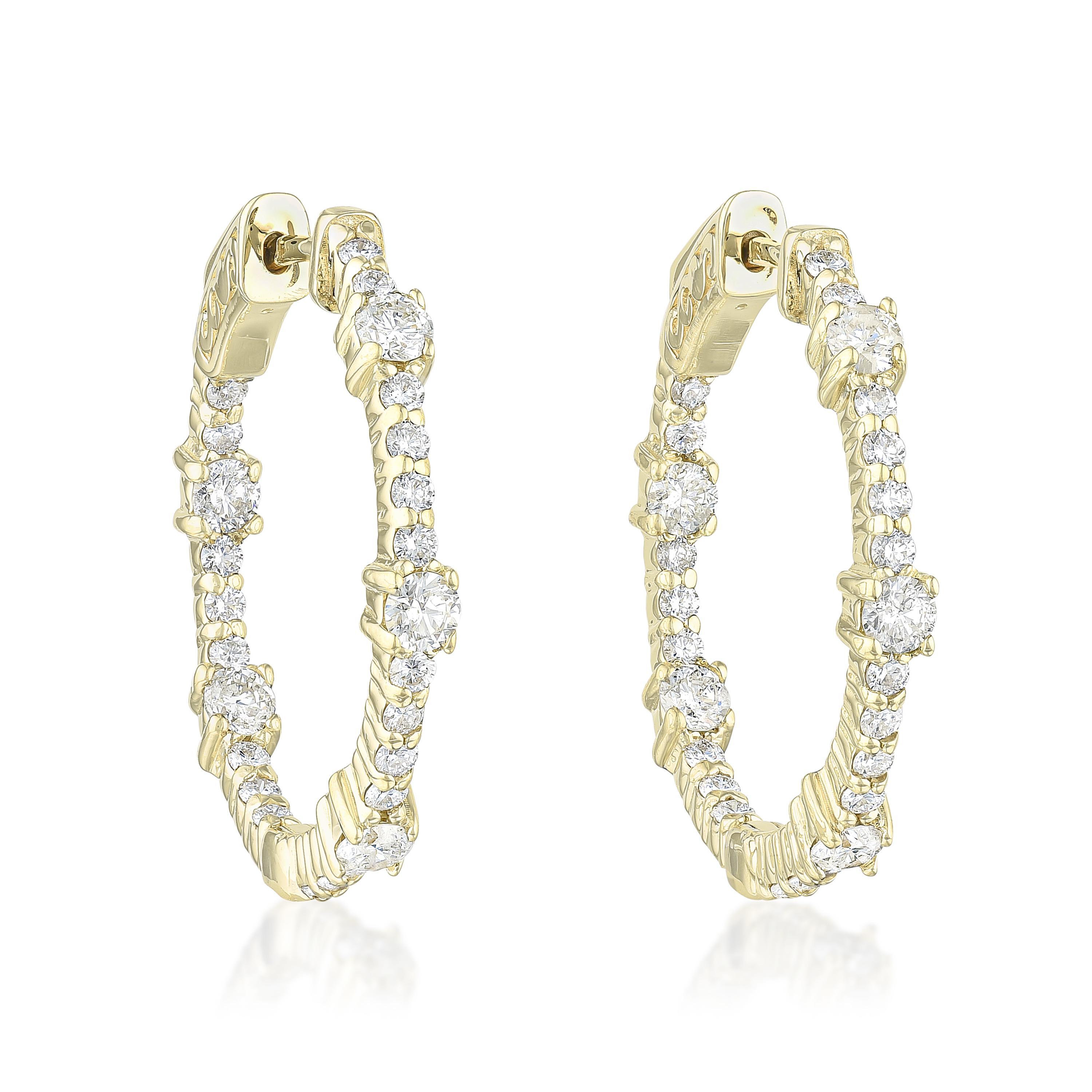 Appraisal: DIAMOND INSIDE-OUT HOOP EARRINGS METAL K gold GEMSTONE S round